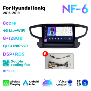 NaviFly NF Android 13 1280*720p écran Qled double din autoradio pour <span class=keywords><strong>Hyundai</strong></span> <span class=keywords><strong>Ioniq</strong></span> 2016-2019 avec jeu de voiture et auto - Product Image 3