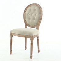 Chaise de salle à manger en bois moderne Ksf25002 avec grands boutons en toile trône de loisirs confortable pour appartement salle de bain atelier