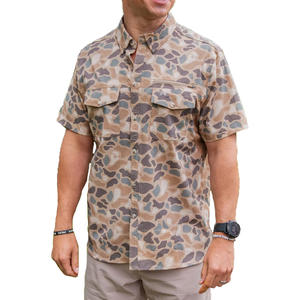 लघु आस्तीन मछली पकड़ने की शर्ट कस्टम कैमियो प्रिंट स्फ हल्के कपड़े पुरुषों को पकड़ने वाली शर्ट बटन - Product Image 3