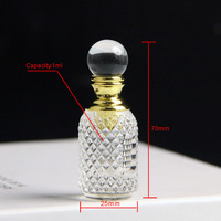 Mini bouteille d'emballage de parfum en cristal arabe vide clair bouteilles d'Oud d'huile Attar raffinées arabes en gros