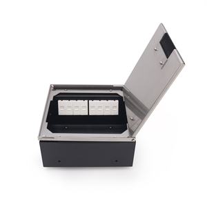 Boîte de sol électrique avec couvercle en acier inoxydable et ports d'alimentation + port de données RJ45 pour l'installation sur plancher de chape - Product Image 4