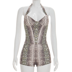 PEEQI C26ST073 <span class=keywords><strong>Sexy</strong></span> Completo Estivo da Donna Due Pezzi con Stampa, Top Senza Maniche con Schiena Scoperta e Halter, <span class=keywords><strong>Mini</strong></span> <span class=keywords><strong>Shorts</strong></span>, Set 2 Pezzi - Product Image 5