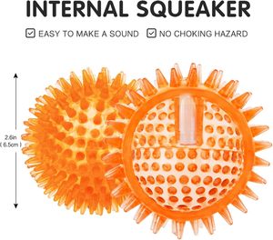 Jouets à mâcher pour chiots en TPR durable et luxueux, à picots et couineurs, pour la dentition - Jouet interactif pour le mouvement, 3 couleurs, 6,5 cm - Product Image 3
