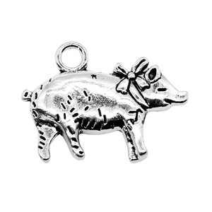 100pcs/bag 21x16mm Antique Silver Plated Antique Bronze Plated Zinc Alloy <strong>Pig</strong> <strong>Charms</strong> Pendants ABD-C10633 - Product Image 3