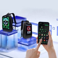 LOY T4 Mochila LED Programable Control APP Pantalla Digital Impermeable, Para Mujer Hombre Moto Mochilas Publicidad Exterior
