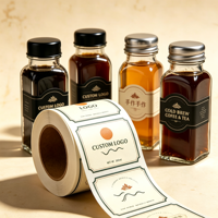 Étiquette de bouteille autocollante personnalisée, étiquette d'emballage de boisson vintage imprimée sur mesure pour bouteille en verre de café froid ou de thé