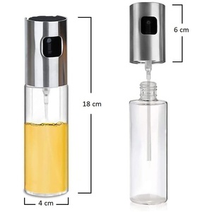 Bottiglia Spray in Vetro per Olio 100ml con Testa in Acciaio, Dispenser per Olio e Aceto, Utensile da Cucina - Product Image 2