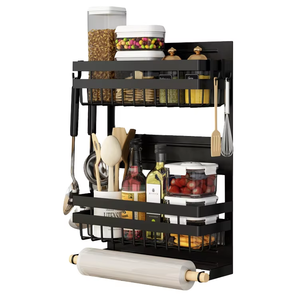 Étagère de rangement murale pour cuisine, porte-épices avec porte-serviettes en papier, porte-épices magnétique pour réfrigérateur - Product Image 1