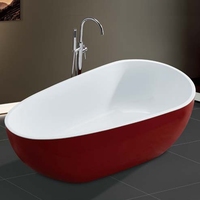Baignoires autoportantes en acrylique de conception moderne NIngjie, noires, avec une longueur de 1,6 m et une garantie de 5 ans