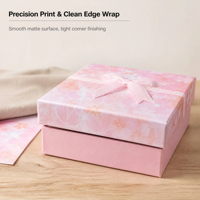 Caja de Joyería Rosa con Cajón, Tirador Dorado y Inserto de Terciopelo para Anillos y Collares, Empaque de Regalo de Lujo