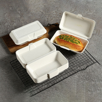Nouvelle boîte pliante à bagasse jetable boîte à hot-dog Design Sense Dégradable Écologique Sûr Papier de canne à sucre non toxique