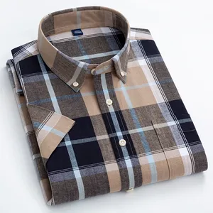 New in <strong>Shirt</strong> Summer Plaid Short Sleeve <strong>Shirts</strong> <strong>for</strong> <strong>Man</strong> Slim Fit <strong>Linen</strong> Cotton Elegant Clothes - Product Image 2