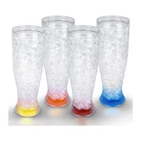 Luxail Freezer Beer Glasses, Double Wall, Insulated Gel Plastic Glasses, 16  oz, Clear