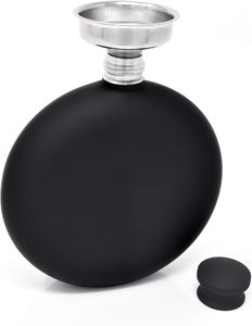 Weddings Bridesmaid Party Valentine's Gift 5 Oz Matte Black Stainless Steel Leak-Proof Circular Round <strong>Hip</strong> <strong>Flask</strong> for Whisky - Product Image 2