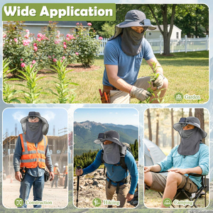 Sombrero de Pesca para Exteriores con Protección Solar y Ventilador Recargable con Batería Solar, con Cubierta Extraíble para Cara y Cuello, Directo de Fábrica - Product Image 6