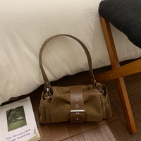 Sac à bandoulière élégant HAOXUAN vintage avec boucle de ceinture, style automne pour femme, fermeture éclair, durable, polyvalent, sac à main tendance