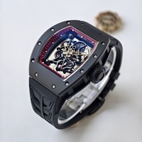 Montre Umi RM-055 de qualité supérieure, cadran squelette, bracelet en caoutchouc noir, mouvement RMUL2, boîtier en céramique V2
