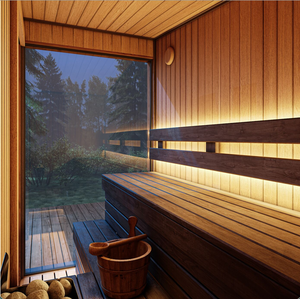 Sauna extérieur Thermowood pour 4 personnes, cabine familiale avec façade entièrement vitrée, sauna en bois massif pour la <span class=keywords><strong>maison</strong></span> et le jardin - Product Image 4