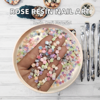 Miniatures de fleurs 3D en résine de 6 mm, roses peintes réalistes, décorations pour ongles, autocollants à dos plat, mini-breloques, bijoux, décoration DIY pour la maison, style folk