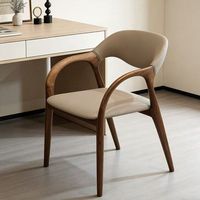 Chaise en bois massif avec dossier et accoudoirs, assise en cuir et tissu, chaise de salle à manger ergonomique en bois de frêne pour la maison et les restaurants, couleur grise