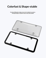 Cadre de plaque d'immatriculation en plastique ABS de conception américaine, avec couvercle transparent 2-en-1 ; Ensemble complet d'accessoires de plaque d'immatriculation de style américain