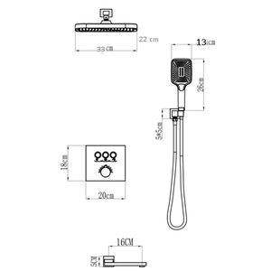 Ensembles de <span class=keywords><strong>douche</strong></span> thermostatique encastrés muraux A-9126H Offre Spéciale OEM carrés en laiton PVD noir mat - Product Image 3