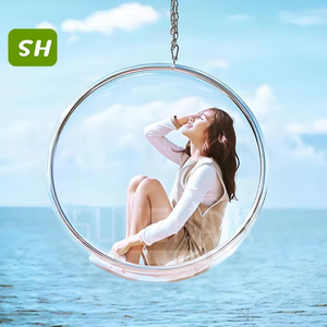 Doppia sedia a dondolo in metallo a sospensione con cuscino impermeabile per 2 persone da interno/esterno per hotel e parchi - Product Image 1