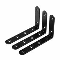 En stock, support d'angle en acier noir robuste, support de fixation murale avec vis, support d'angle pour structure en bois