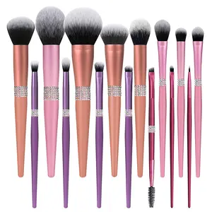 Professionele Cosmetische Borstel 15 Stuks Make-Up Borstels Briljante Koningin Serie High-End Matte Gouden Kleur Make-Up Borstel Set Met Tas