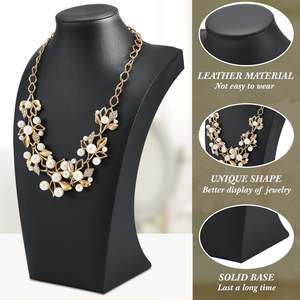 Présentoir de cou en cuir personnalisé pour bijoux, buste de mannequin pour colliers, boucles d'oreilles et bracelets - Product Image 3