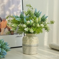 Bouquet réaliste de jacinthe artificielle Muscari, mini jacinthe artificielle avec verdure pour la décoration de la maison, des tables de mariage et des vases