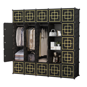 <span class=keywords><strong>Armadio</strong></span> in Plastica Regolabile <span class=keywords><strong>Salvaspazio</strong></span> Economico e Moderno con Ripiani per Organizzazione di Camera da Letto e Cucina in Appartamento - Product Image 2