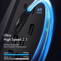 Câble HDTV 8K 2.1 48 Gbps ultra haute vitesse plaqué or 8K60Hz 4K120Hz pour PS5 Xbox Smart TV Hub
