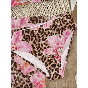 FOXA Ensemble bikini 3 pièces pour filles, imprimé floral léopard, avec jupe de plage, maillot de bain rembourré pour adolescentes - Product Image 2