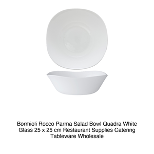 Parma Square Salad Bowl 25 × 25 cm White Glass Bormioli Rocco - Product Image 2