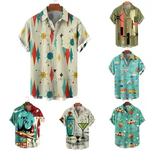 Camicia floreale a maniche corte ad asciugatura rapida personalizzata estiva di alta qualità camicia hawaiana con stampa allentata da spiaggia camicia da uomo da spiaggia