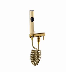 Accessoires de salle de bain modernes gris anthracite : Pulvérisateur de nettoyage WC mural, Chasse d'eau pressurisée en laiton et acier inoxydable, Bidets en laiton - Product Image 1