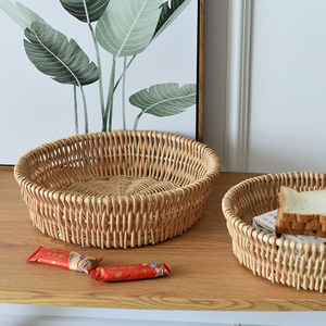 Rattan <b>Storage</b> <b>Baskets</b> Circle Eco-Friendly Fruit <b>Vegetable</b> Snack <b>Basket</b> - Product Image 2