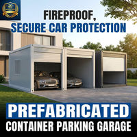 Conteneur Isolé Portable, Garage Automobile, Abri de Stockage Préfabriqué en Acier avec Volet Roulant Électrique, Sol Ignifuge MGO pour Extérieur