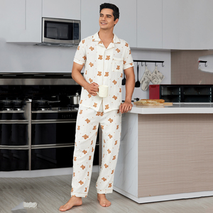 <span class=keywords><strong>Pigiama</strong></span> da <span class=keywords><strong>Uomo</strong></span> con Stampa Orsetto Personalizzabile, Morbido e Traspirante, Set Loungewear a Maniche Corte - Product Image 1