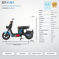 Scooter électrique 72V 1500W homologué EEC, cyclomoteur avec batterie au plomb-acide 20Ah, vitesse maximale de 45 km/h, autonomie de 70 km, pour adultes, pour les trajets en ville