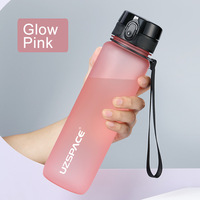 Botella de Agua de Plástico Transparente Personalizada, Portátil, con Pajita Abatible, Semitransparente, Libre de BPA, para Niños, de 1 Litro, la Más Vendida