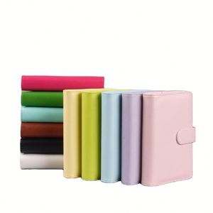 X418 Stock A5 B5 Pu Leather Journal 6 <b>Ring</b> <b>Binder</b> Planner Cover Budget <b>Binder</b> Notebook in Summer Colors for Girls - Product Image 1