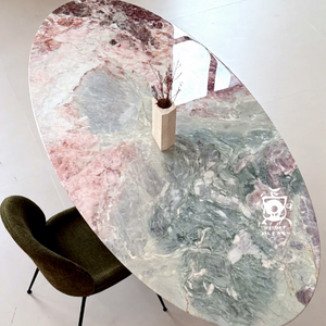 Bộ bàn ăn đá cẩm thạch hồng sang trọng phong cách châu Âu hoàng gia Pháp hiện đại, thiết kế có thể điều chỉnh, phù hợp cho biệt thự và căn hộ. - Product Image 1