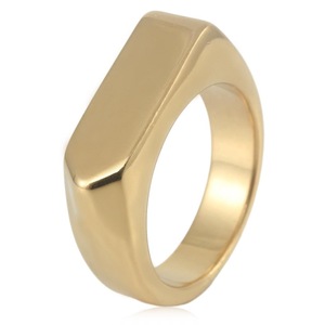 Anillo de flecha geométrica para hombre de Yunnique, de acero dorado, negro, liso, joyería, regalo, anillos de moda - Product Image 1