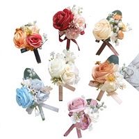 Perlengkapan Pernikahan Yi Yage 357 Bunga Kain Buatan untuk Tamu Pesta Pengantin Pria Pengantin Wanita Boutonnieres Corsage Pergelangan Tangan Mawar Kantong OPP