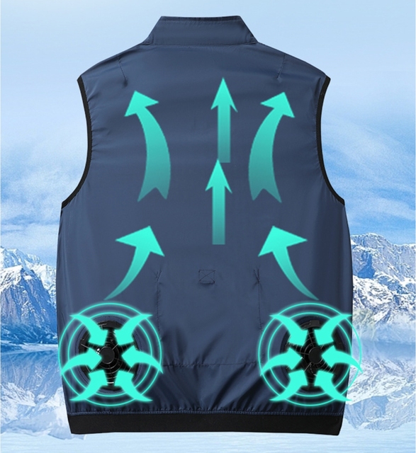 First Fiber Men's Casual Cooling Fan Vest Summer Lightweight 100% Polyester Outerwear for Outdoor Use