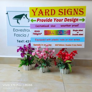 บอร์ดพลาสติกลูกฟูกพลาสติกพิมพ์ลาย UV สำหรับกลางแจ้งวัสดุ PP พร้อมสแต็ค H สำหรับป้ายลานและตัวหนังสือ - Product Image 3