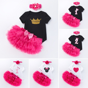 Großhandel Sommer Geburtstag Baby Mädchen Strampler Niedliche Baby Urlaubskleidung Mit Tüllkleid - Product Image 2