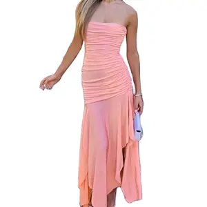 2023 Custom Asymmetrical Romance Summer Tight Modest Cute Women Sexy Sleeveless Dresses